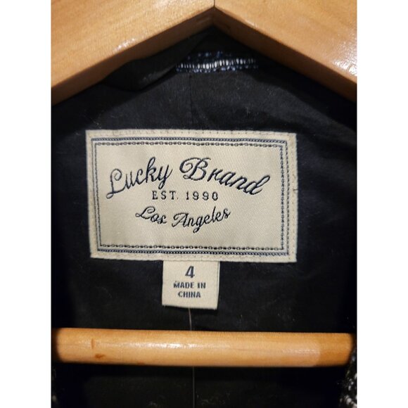 New Lucky Brand Black Blue Tweed 2 Button Lined Blazer Office Sz 4 - Picture 7 of 8